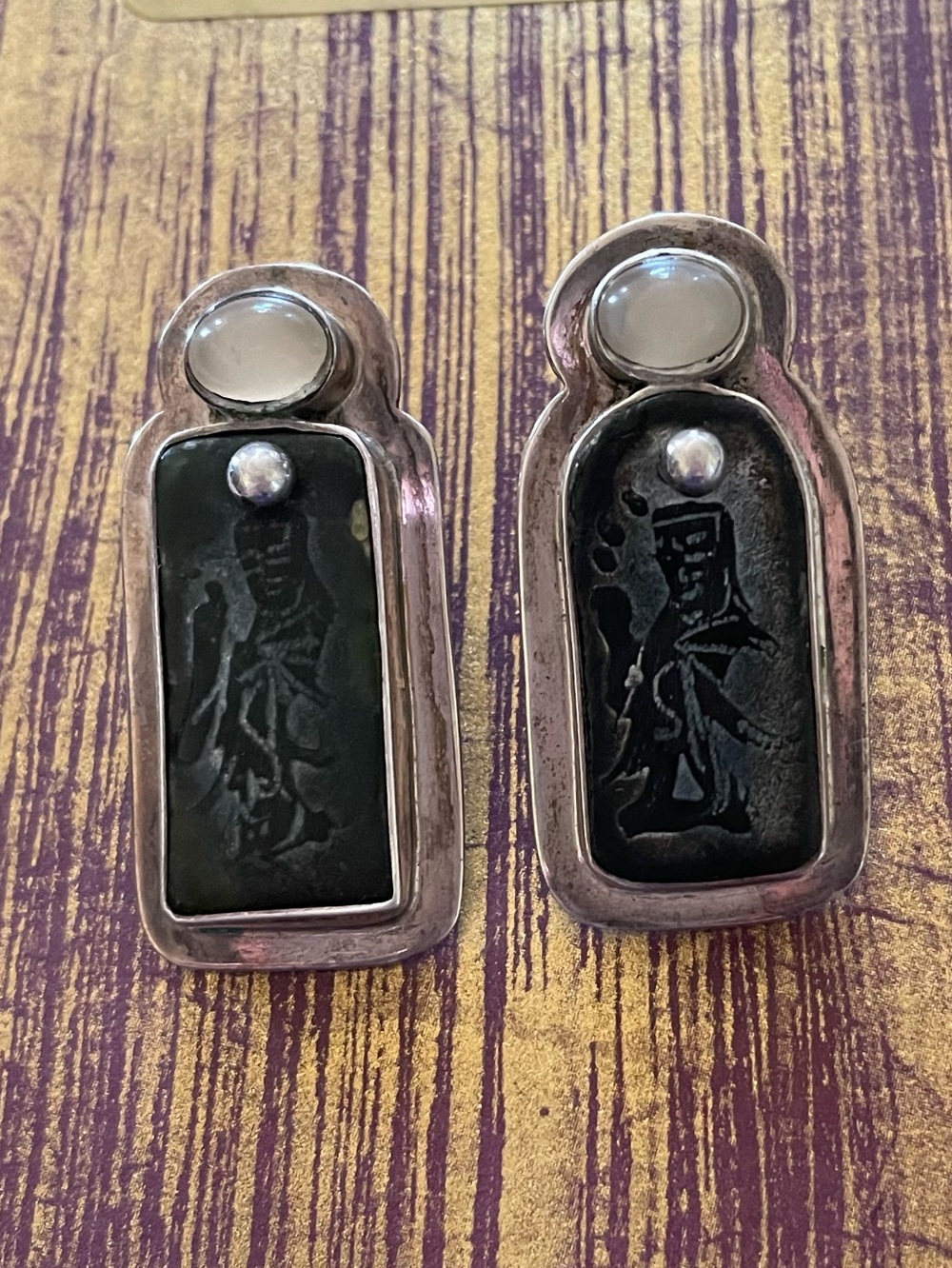 Vintage 925 Sterling Silver  Stamped The Dreamer Pierced Pendant Earrings Set